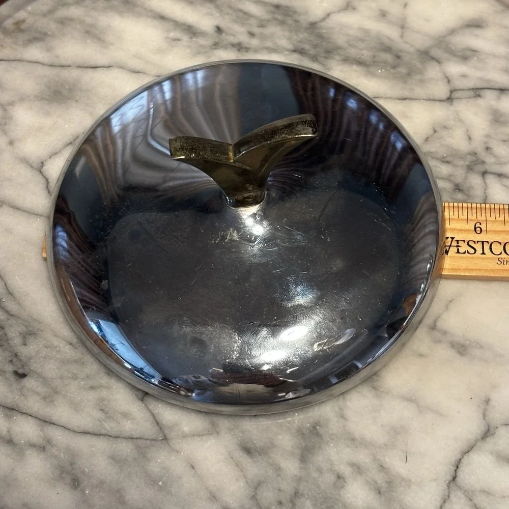 6pc VTG 60s MCM Kromex Chrome Glass Lazy Susan Serving Tray Lid ~ No Center Bowl